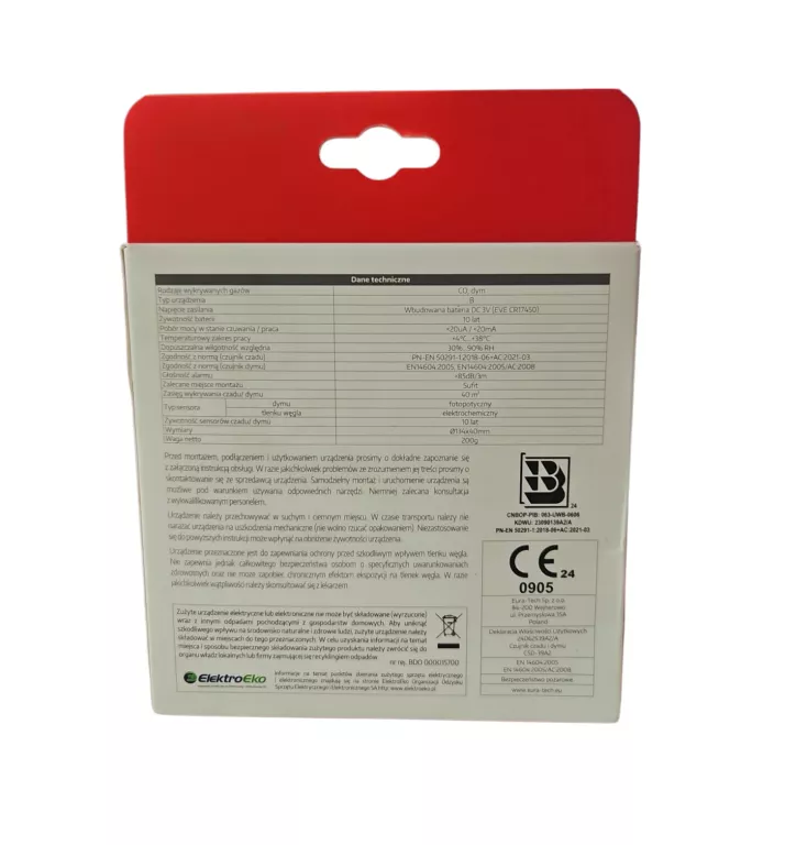 CZUJNIK CZADU / DYMU EURA-TECH EURA CSD-39A2