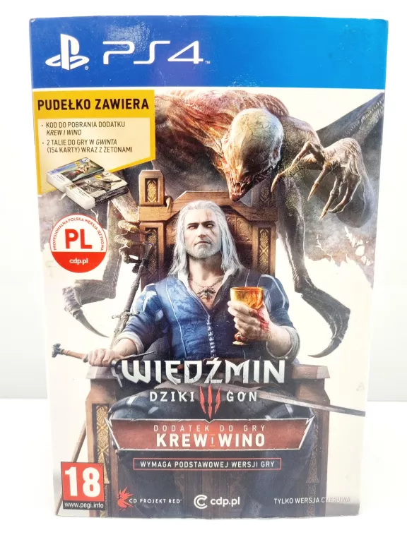 ZESTAW KART DO GRY W GWINTA WIEDŹMIN 3 DZIKI GON KREW I WINO PS4