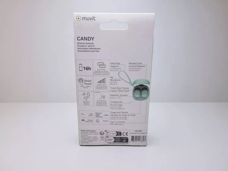 SŁUCHAWKI BEZPRZEWODOWE EARBUDX MTTWS3262 MUVIT CANDY KOMPLET