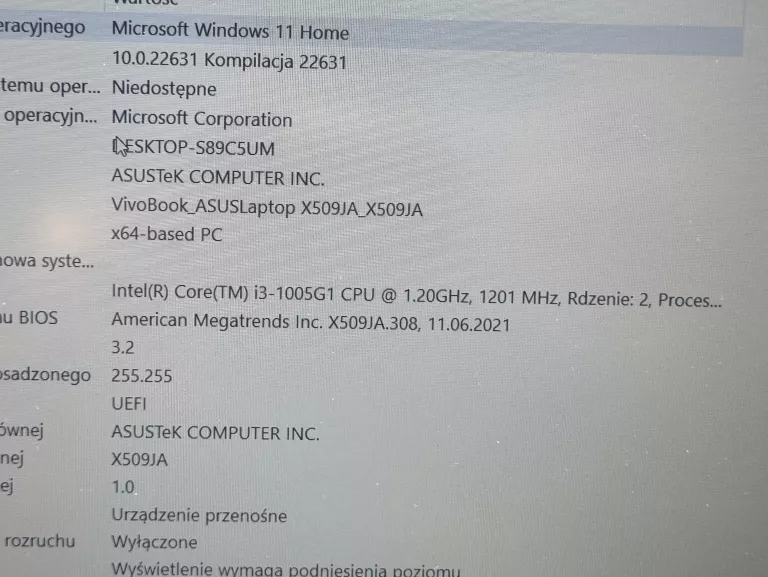 LAPTOP ASUS VIVOBOOK X509