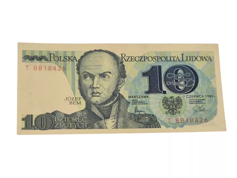 BANKNOT 10 ZŁ 1982 ROK - SERIA T 8818426 STAN 10/10