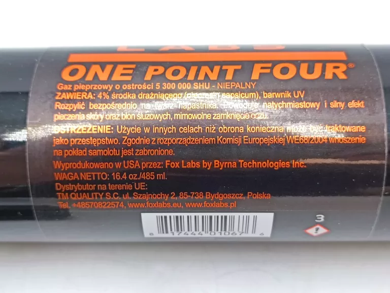 GAZ PIEPRZOWY OBRONNY GAŚNICA FOXLABS ONE POINT FOUR STRUMIEŃ 485 ML