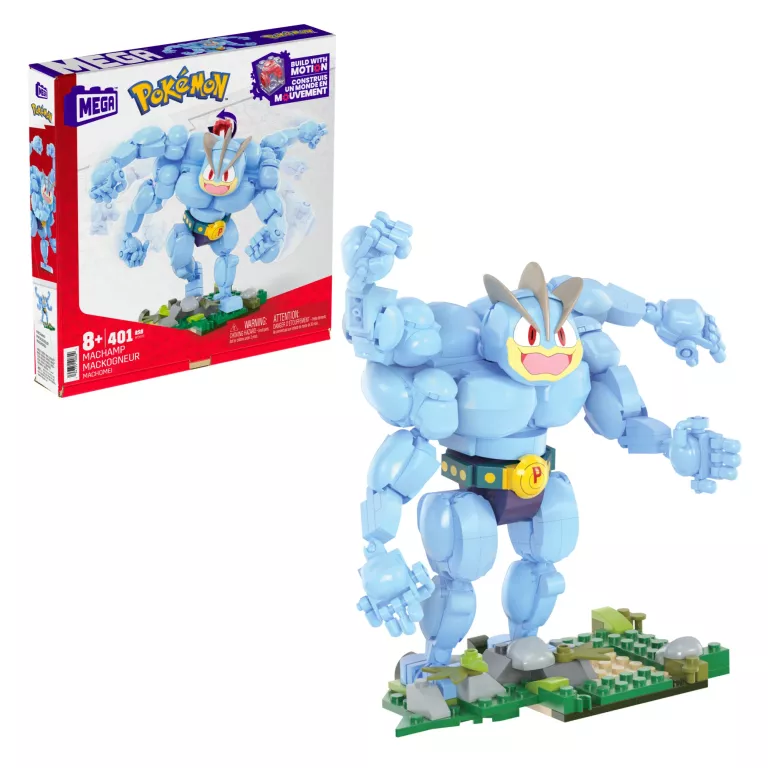 MEGA CONSTRUX POKEMON MACHAMP FIGURKA RUCHOMA ZESTAW KLOCKI 401 EL. 8+