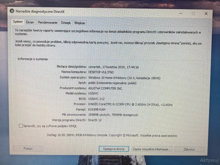 LAPTOP ASUS X550V 15,6 " INTEL CORE I5