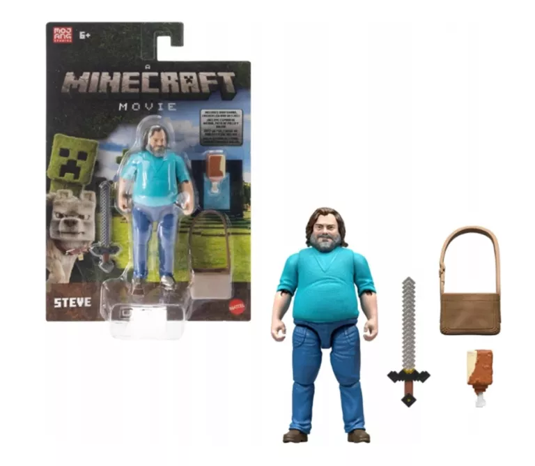 MINECRAFT MOVIE STEVE FIGURKA FILMOWA ZABAWKA MATTEL FIGURKA AKCJI JFR57