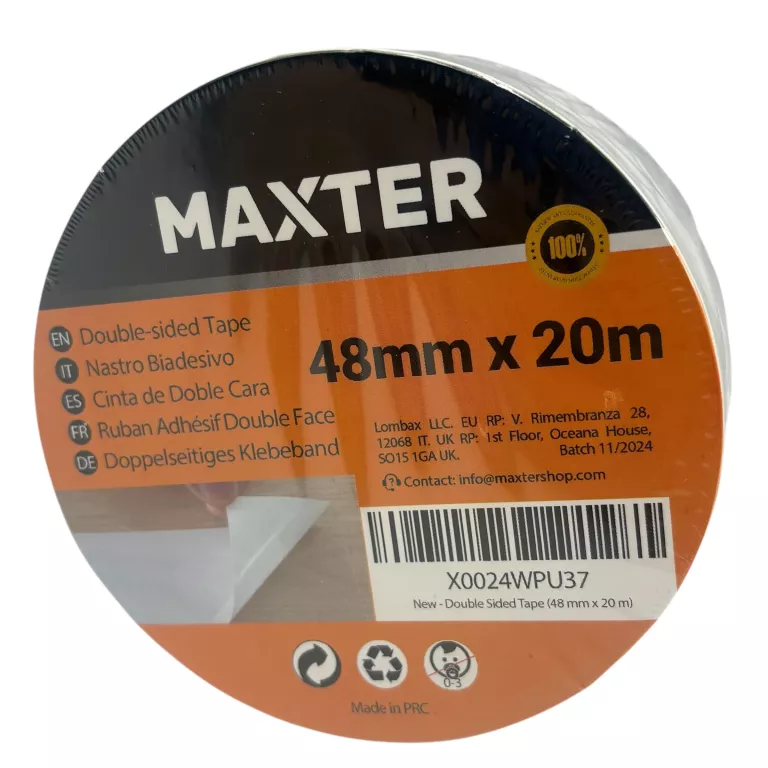 TAŚMA DWUSTRONNA MAXTER 48MM X 20M BEZBARWNA MOCNA !!