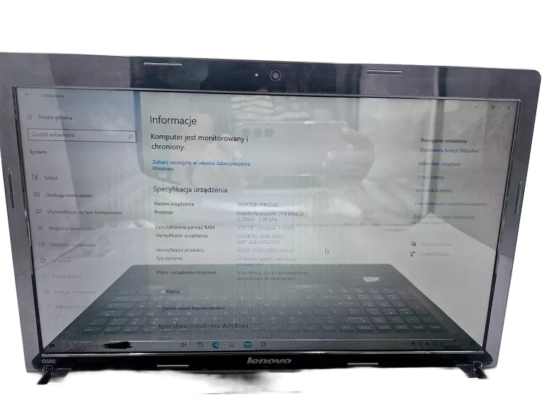 LAPTOP LENOVO G580 15,6 " INTEL PENTIUM 4/128 GB OPIS