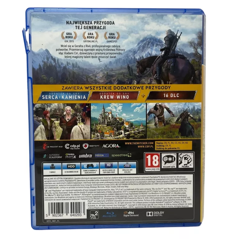 GRA NA KONSOLĘ PS4 WIEDŹMIN III DZIKI GON