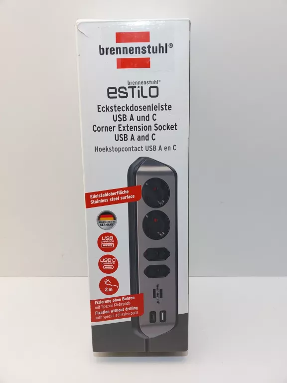 LISTWA ZASILAJĄCA NAROŻNA BRENNENSTUHL ESTILO Z FUNKCJĄ ŁADOWANIA USB