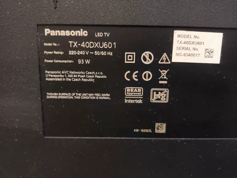 SMART TV PANASONIC TX-40DXU601 + PILOT