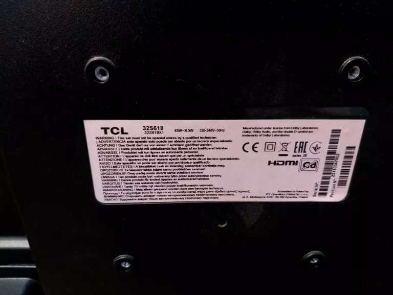 TELEWIZOR TCL 32S618X1 SMART TV ANDROID TV 32 CALE