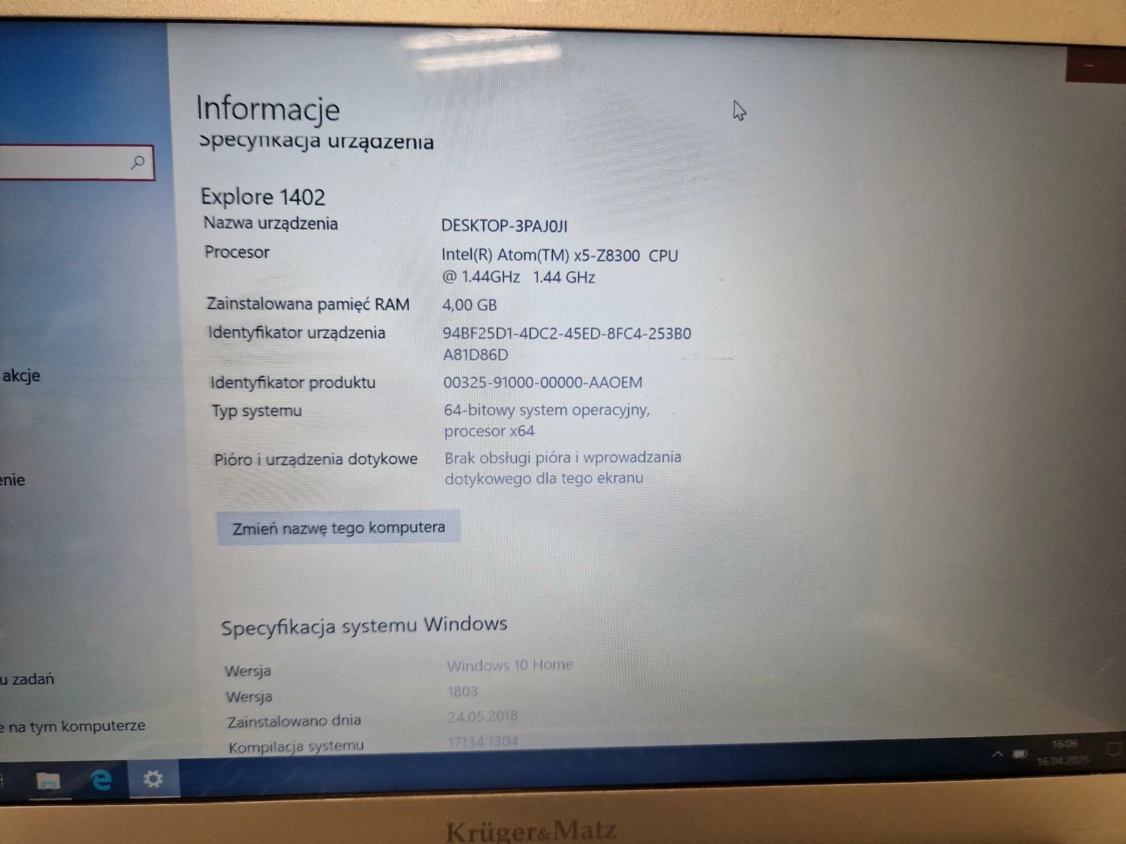 laptop-kruger-matz-explore-1402-4-gb-ladowarka-pojemnosc-dysku-50