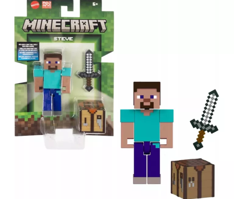 MINECRAFT FIGURKA STEVE PIKSELOWA FIGURKA + AKCESORIA JCN28