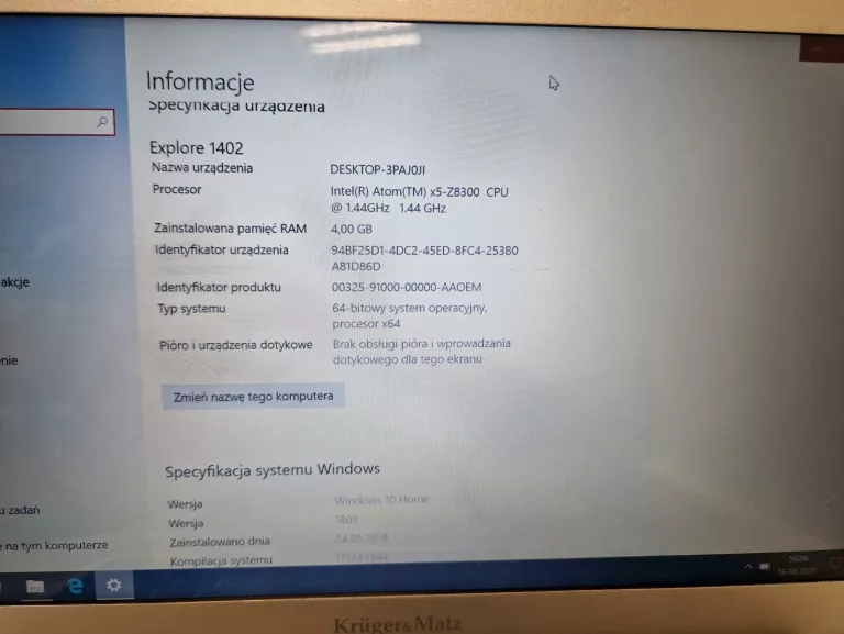 LAPTOP KRUGER MATZ EXPLORE 1402 4 GB ŁADOWARKA