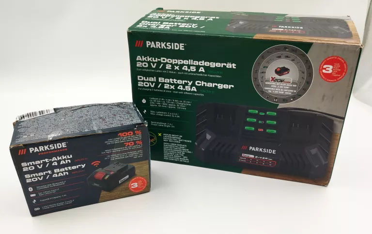 KOMPLET PARKSIDE ŁADOWARKA 20V 2X4.5A + AKUMULATOR 20V/4AH