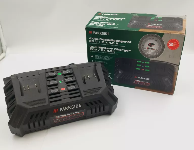 KOMPLET PARKSIDE ŁADOWARKA 20V 2X4.5A + AKUMULATOR 20V/4AH