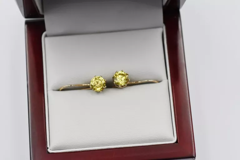 ZŁOTE KOLCZYKI Z ŻÓŁTYMI KAMIENIAMI - 333 8K - 1,76G B. ZAMKNIĘTY
