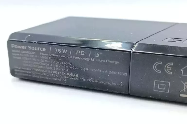 ŁADOWARKA SIECIOWA GREEN CELL POWER SOURCE , USB 3.1 TYP C, USB TYP C 75W