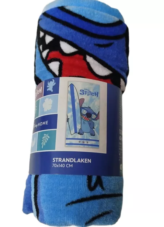 NIEBIESKI RĘCZNIK PLAŻOWY LILO I STITCH 70X140