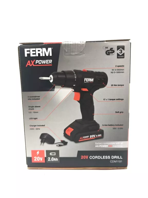 WKRĘTARKA AKUMULATOROWA FERM 20V