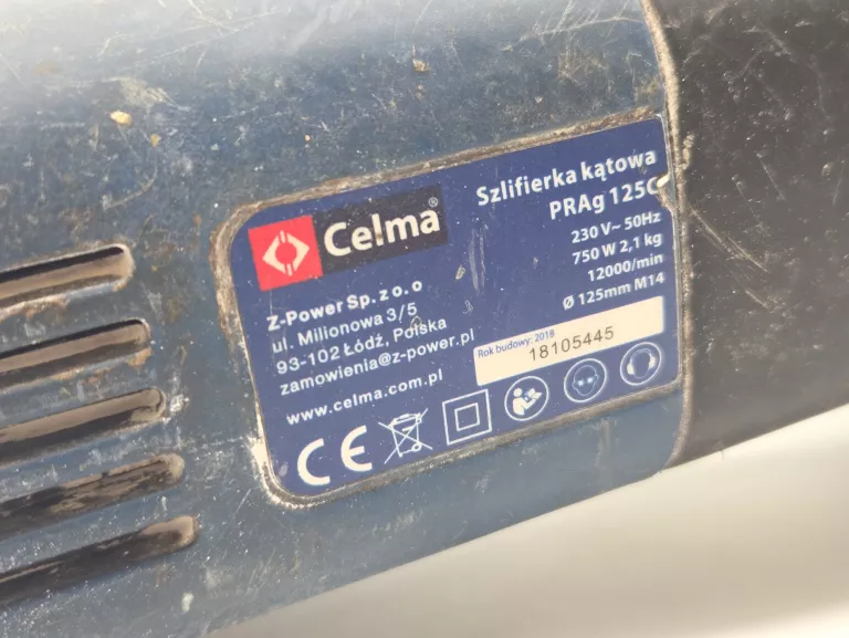 SZLIFIERKA KĄTOWA CELMA PRAG 125