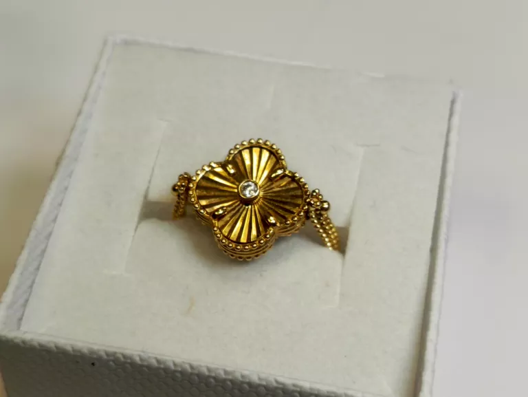 ZŁOTO CIEKAWY ZŁOTY OBROTOWY PIERŚCIONEK 14K