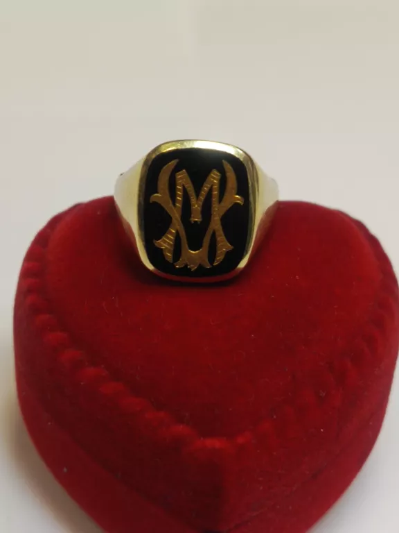 ZŁOTY CZARNY SYGNET 14K MASYWNY ELEGANCKI