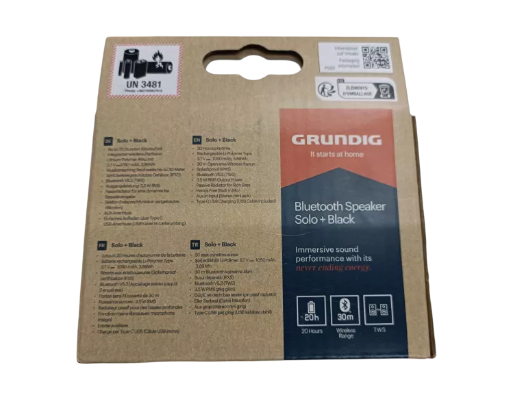 MAŁY BEZPRZEWODOWY GŁOŚNIK GRUNDIG BLUETOOTH SPEAKER 5.3 SOLO+ GLR7774