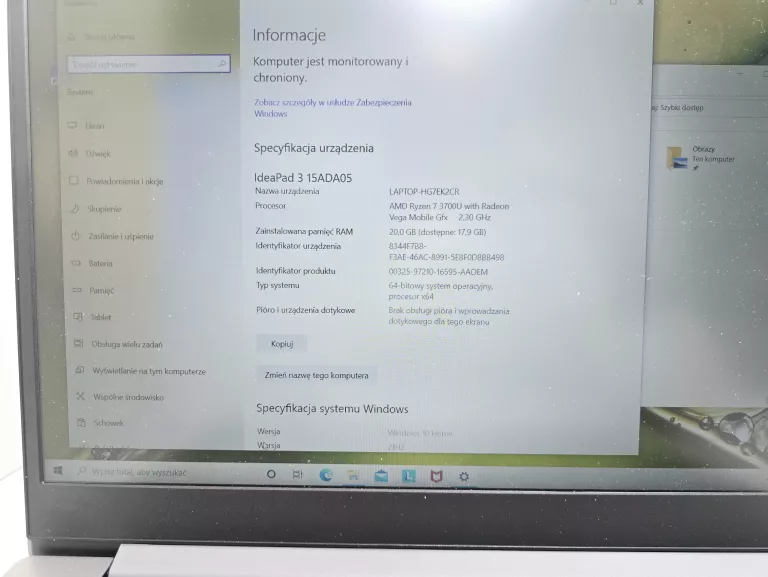 LAPTOP LENOVO IDEAPAD 3-15 RYZEN 7/20GB/512/WIN11