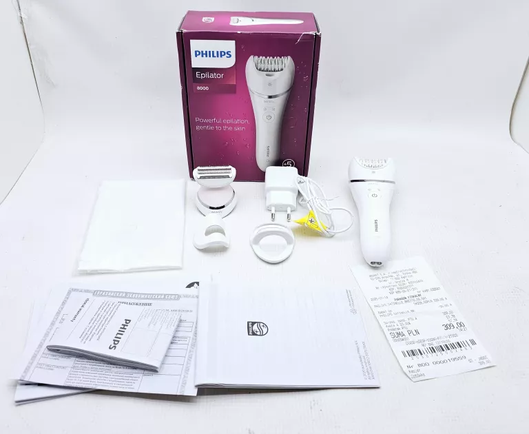 DEPILATOR PHILIPS SERIA 8000 BRE710/00 KOMPLET + D.Z 14.01.25R