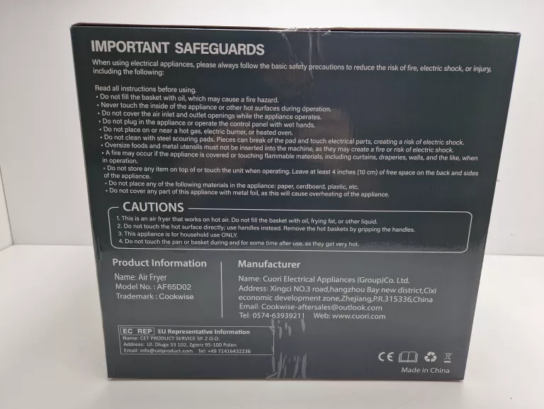 FRYTKOWNICA COOKWISE AF65D02, 7,2L Z OKIENKIEM