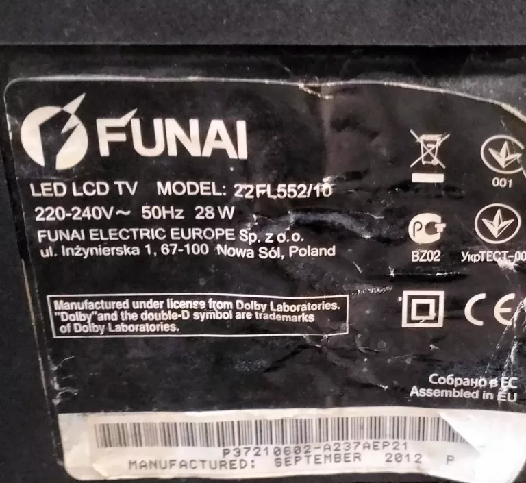 TELEWIZOR LED FUNAI 22FL552/10 22" + PILOT