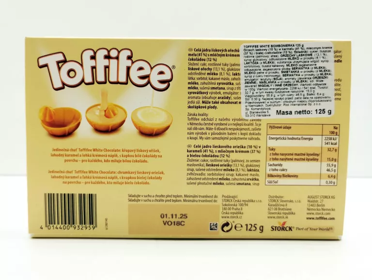 CZEKOLADKI TOFFIFEE WHITE CHOCOLATE 125 G