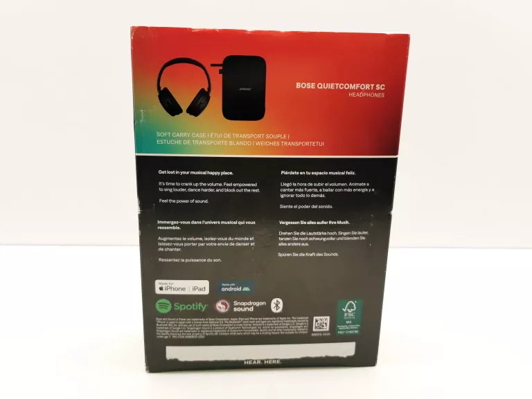 SŁUCHAWKI NAUSZNE BEZPRZEWODOWE BOSE QUIETCOMFORT SC BLUETOOTH CZARNE