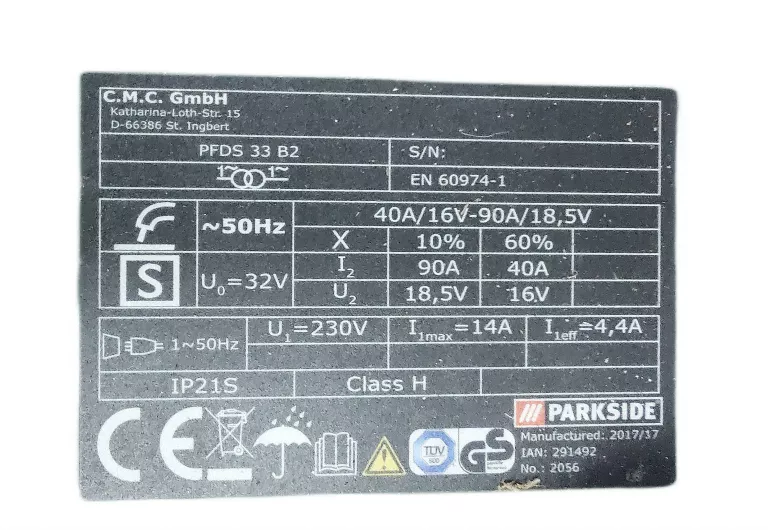 SPAWARKA PARKSIDE PFDS 33B2 FLUX MIG MAG