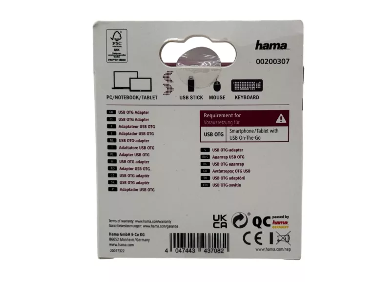 HAMA ADAPTER MICRO USB – USB A OTG PRZEJŚCIÓWKA