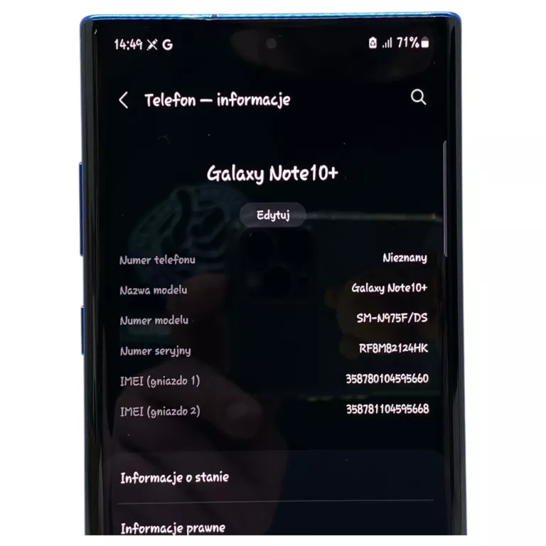 SAMSUNG GALAXY NOTE 10 PLUS 12 GB / 256 GB 5G NIEBIESKI