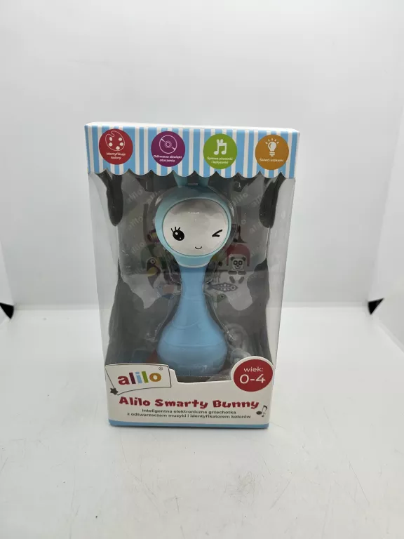 ALILO KRÓLICZEK SMARTY BUNNY INTERAKTYWNY ZABAWKA MUZYKA GRZECHOTKA NIEBIE