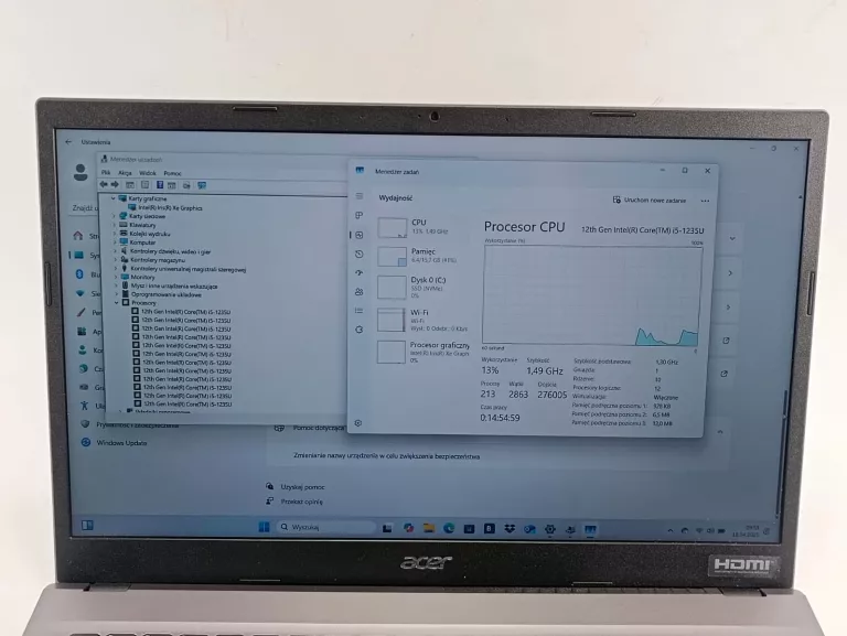 LAPTOP ACER EXTENSA 15 15,6 " INTEL CORE I5 16 GB / 512 GB SREBRNY