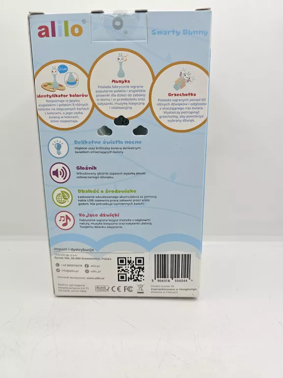 ALILO KRÓLICZEK SMARTY BUNNY INTERAKTYWNY ZABAWKA MUZYKA GRZECHOTKA RÓŻOWY