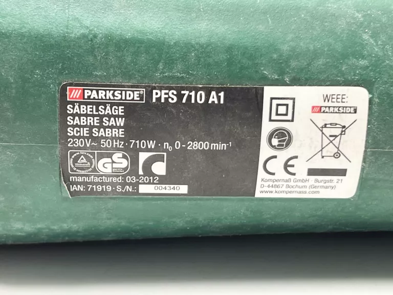PIŁA SZABLASTA PARKSIDE PARKSIDE PFS 710 A1 | 710W