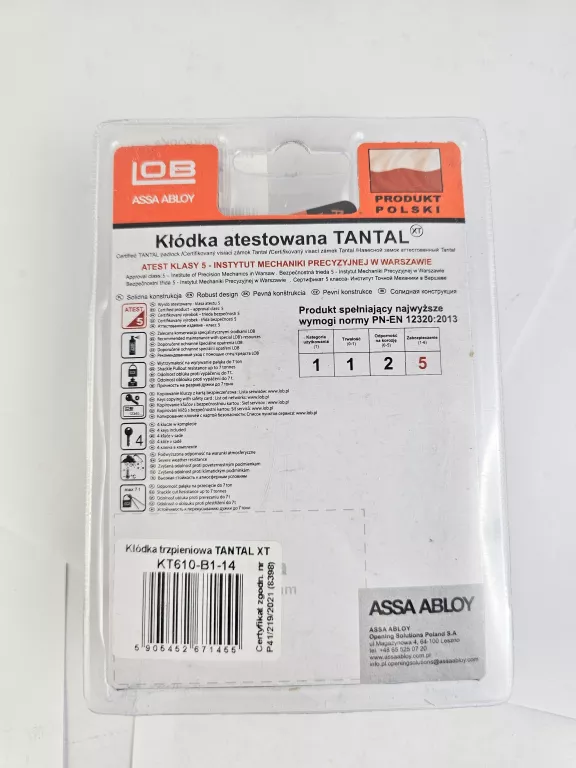 LOB KŁÓDKA TRZPIENIOWA ZNALOWA ATESTOWANA TANTAL XT KT610-B1-14-14