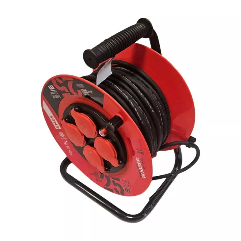EMOS P084251 - PRZEDŁUŻACZ BĘBNOWY 4 GNIAZDA CZARNY GUMA 3X1,5MM2 25M