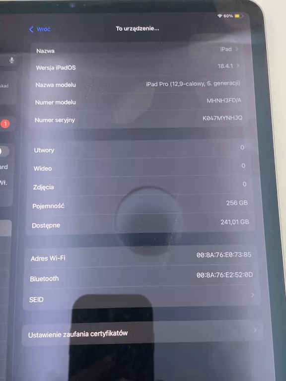 TABLET APPLE IPAD PRO 12.9 5 GEN 12,9 A2378 256GB