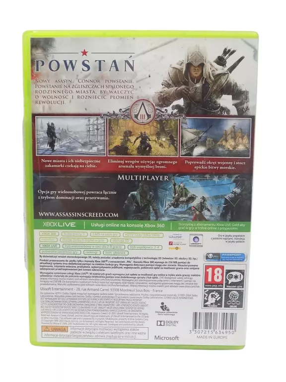 ASSASSIN'S CREED III PL GRA NA XBOX 360