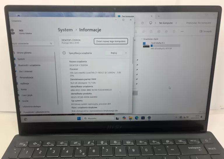 LAPTOP MSI PRESTIGE 14 " INTEL CORE I7 16 GB / 512 GB SZARY