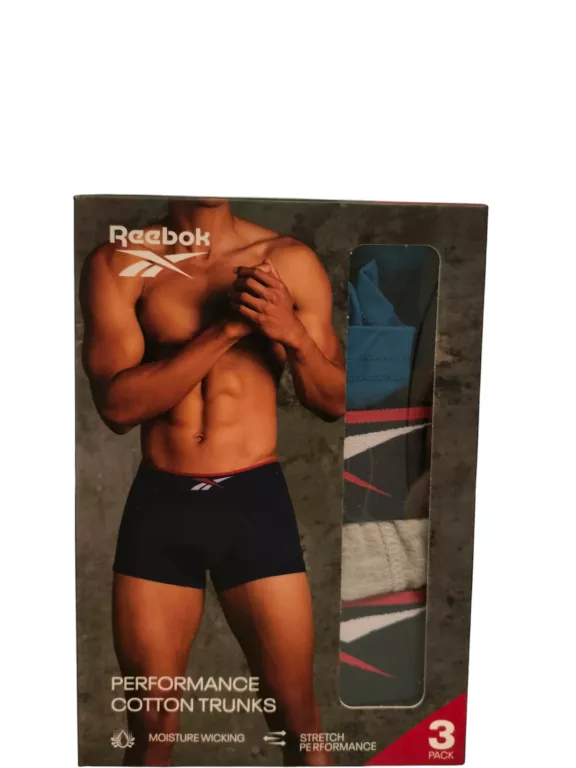 POWYSTAWOWE BOKSERKI MĘSKIE BIELIZNA MAJTKI REEBOK WARNER 3 SZTUKI S
