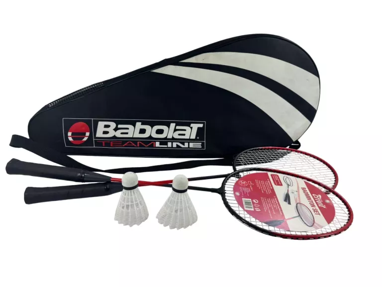 DWIE PALETKI CRIVIT DO BADMINTONA Z POKROWCEM BABOLAT I DWOMA LOTKAMI