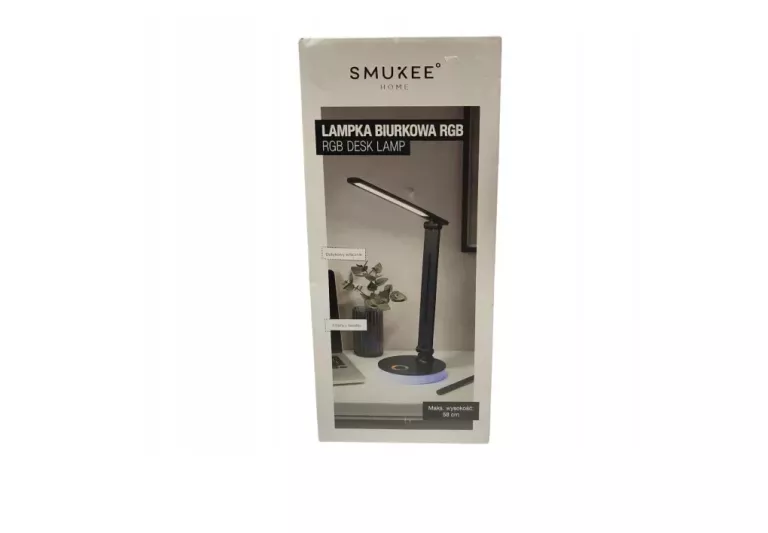 WSPANIAŁA LAMPKA BIURKOWA RGB SMUKEE CZARNA 58CM 3 BARWY ŚWIATŁA IDEAŁ