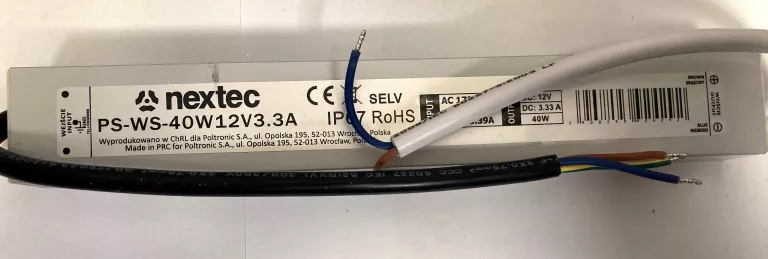 NEXTEC ZASILACZ LED WODOODPORNY SLIM IP67 12V 3,3A ...